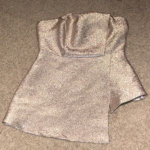 Topshop Gold/Silver Strapless Top